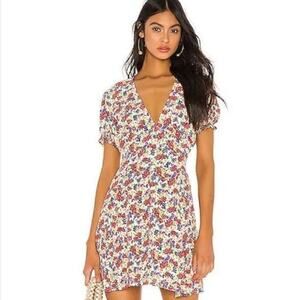 knee length dresses for ladies Lime Floral Short Sleeve Mini Dress